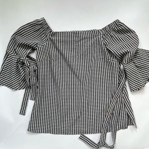 H&M Gingham Off Shoulder Top